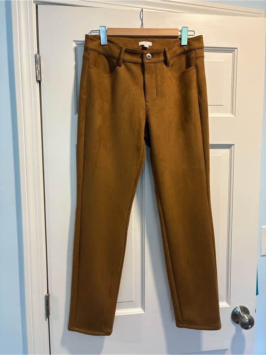 J. Jill Pants - J. Jill Camel Suede-Look 4-Pocket Pants with Branded Button